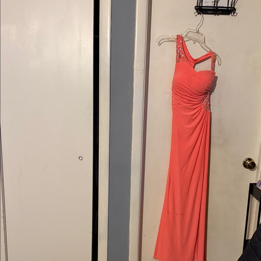 Xscape One-Shoulder Coral Dress